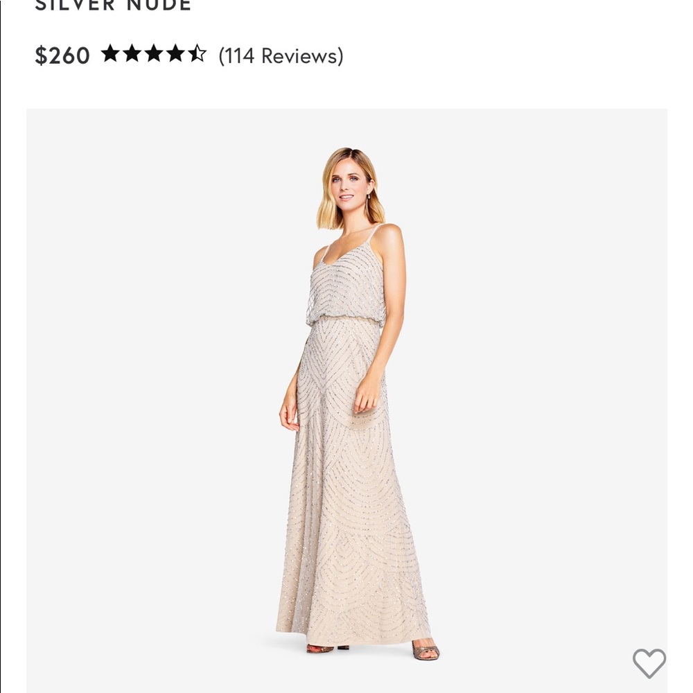 Adrianna Papell ART DECO BEADED BLOUSON GOWN IN SILVER NUDE